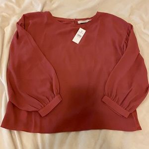 NWT LOFT Size Small Mixed Media Crop Blouse